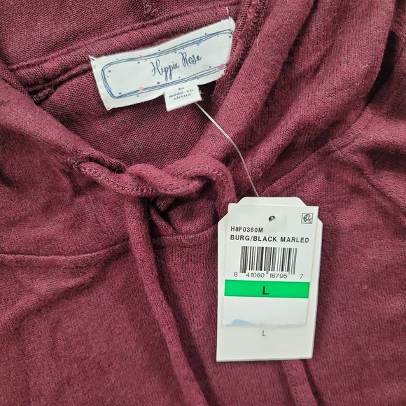 Hippie Rose Burgundy Red Sweater Hoodie Juniors Large - Picture 4 of 7